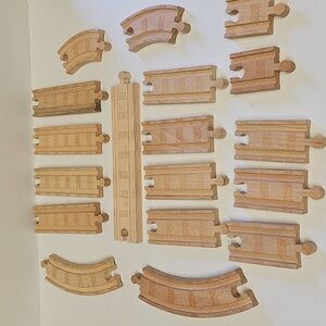 Wooden Train Track Staight & Curved Set